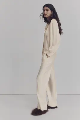 Pantalon avec cordon de serrage - Crème — photo 2
