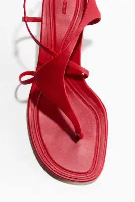 Sandales en cuir avec talon kitten heel - Rouge — photo 2