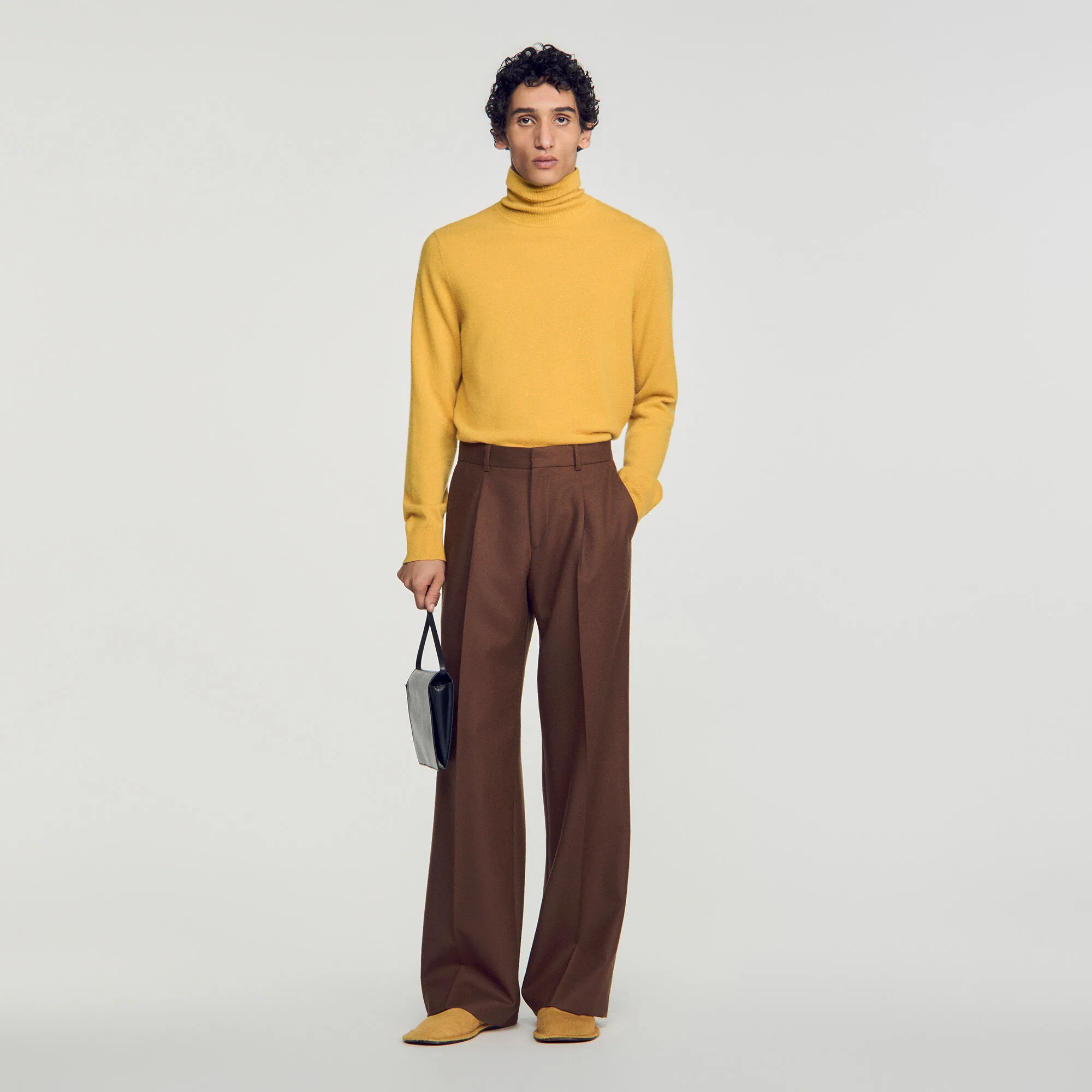Pantalon de costume large en laine