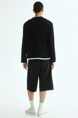 Top à effet superposé Relaxed Fit en coton - Noir — photo 3