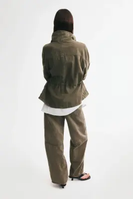 Veste oversize en denim de coton - Vert kaki — photo 3