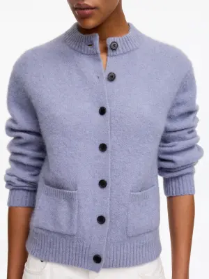 Cardigan en mélange de laine et d'alpaga - Mauve — photo 3