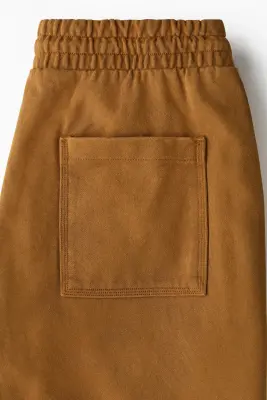 Pantalon jogger Relaxed Fit en coton - Beige foncé — photo 3