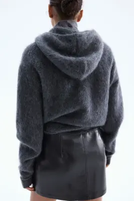 Jupe en tissu enduit avec zips - Gris foncé — photo 3