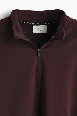 T-shirt de sport midlayer à col zippé ThermoMove™ - Marron foncé — photo 4