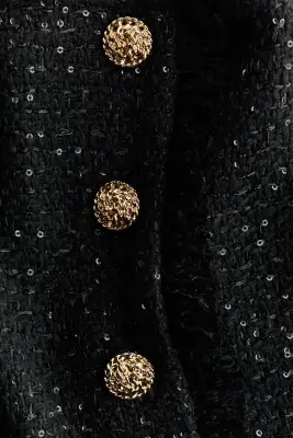 Jupe à sequins en maille bouclette - Noir — photo 3