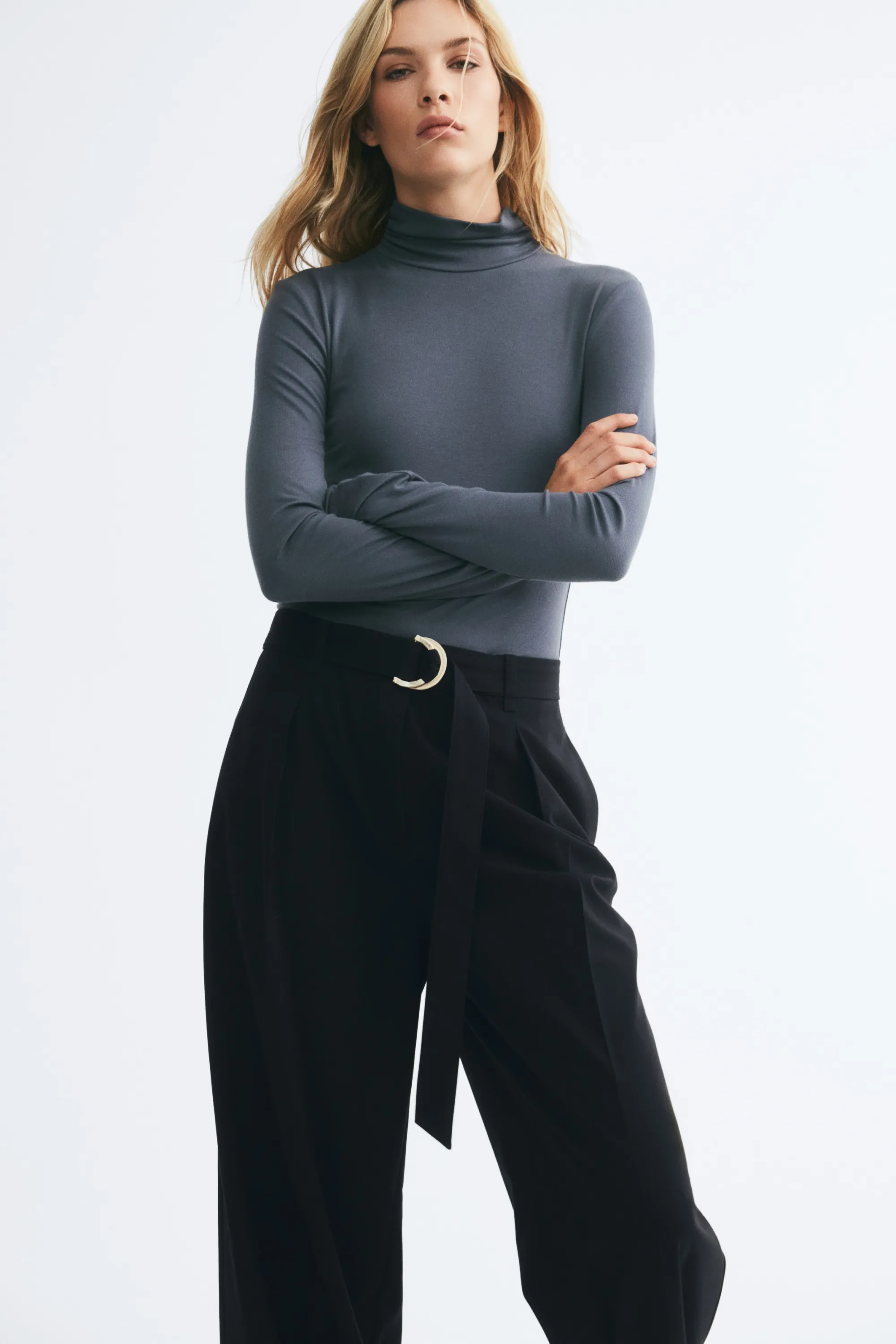 Pantalon chic avec ceinture - Noir