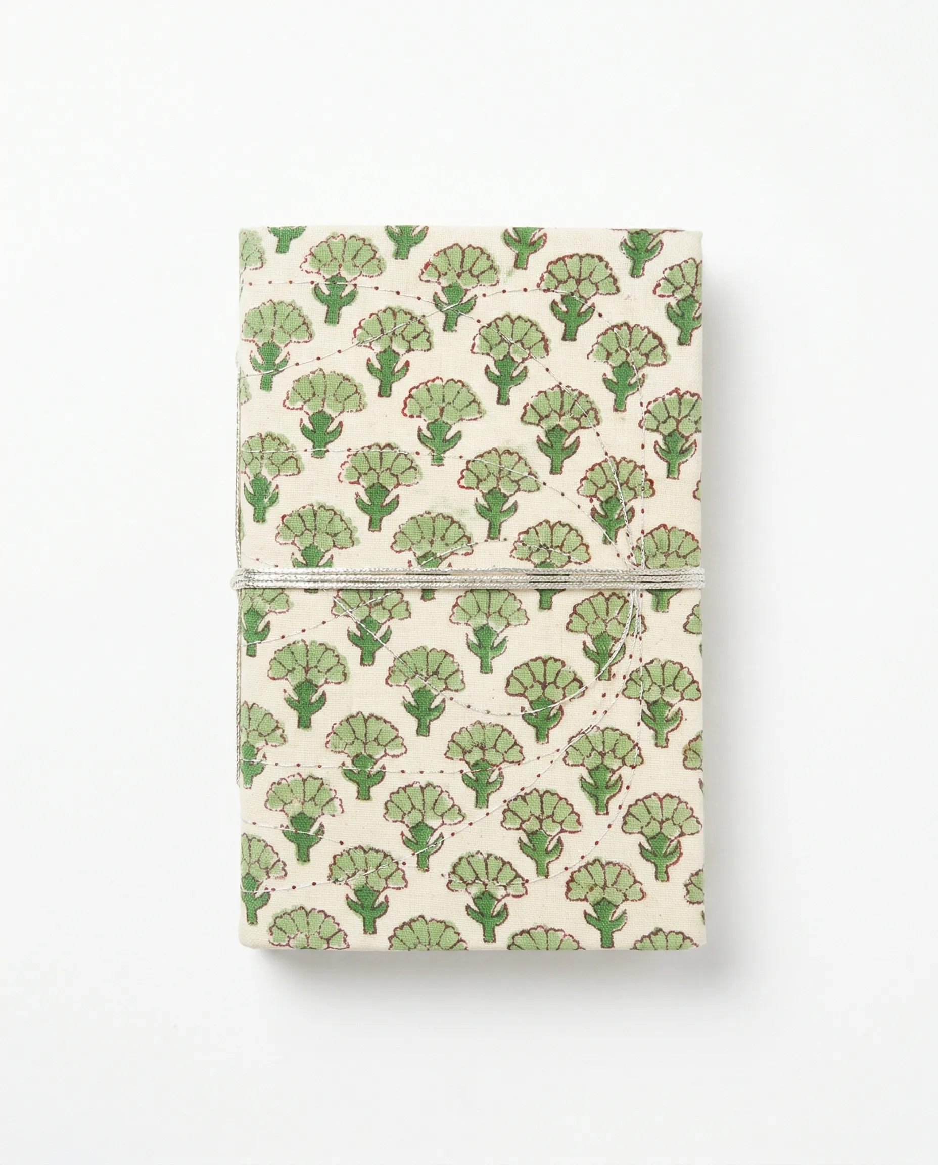 Carnet Indira - Motif Fleur de Coton Vert – Mamamushi Studio
