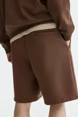 Short Relaxed Fit en interlock - Marron — photo 3