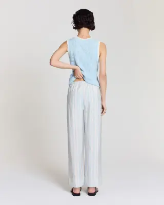 Pantalon Hollis rayures onde fond blanc — photo 3