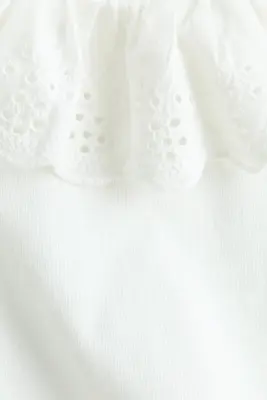 Ensemble 2 pièces avec robe salopette et top - Bleu denim/blanc — photo 3