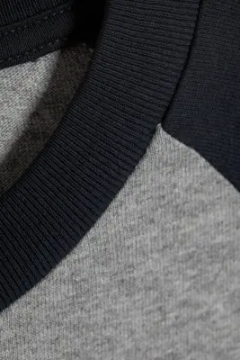 T-shirt ample boxy à manches raglan - Gris clair chiné et bleu marine — photo 4