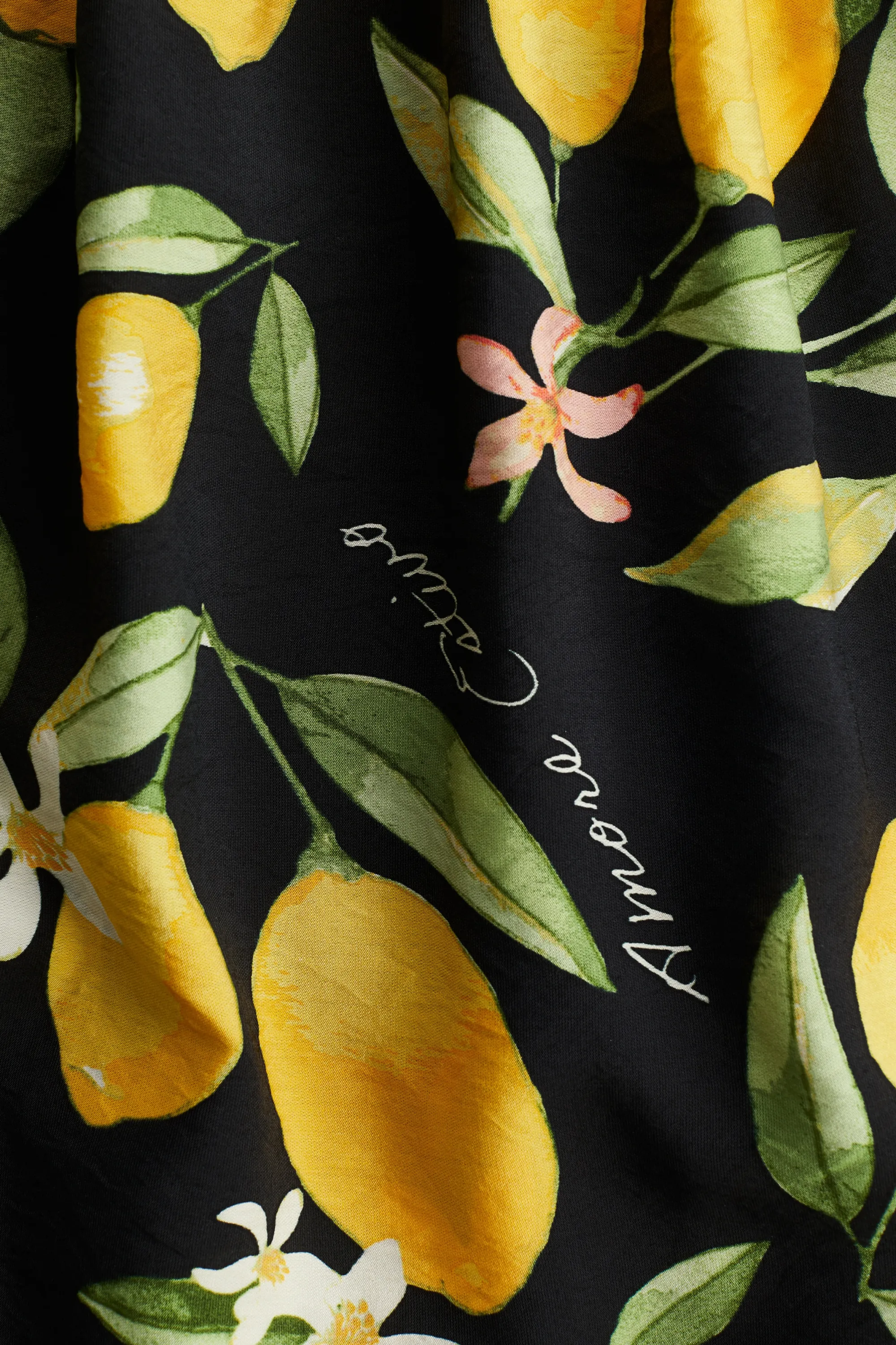 Robe tunique à manches ballon - Noir/citrons