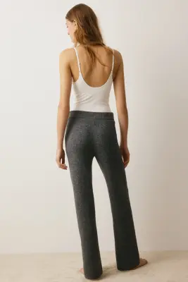 Pantalon large en maille - Gris foncé chiné — photo 2