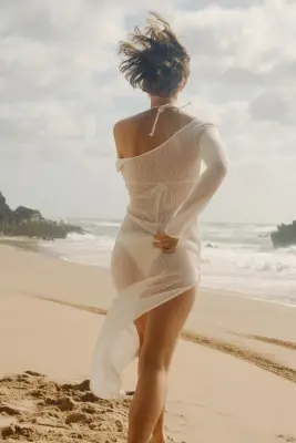 Robe de plage en maille lâche - Blanc — photo 2