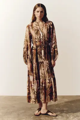 Robe à étage imprimée - Rose pêche/motif — photo 2