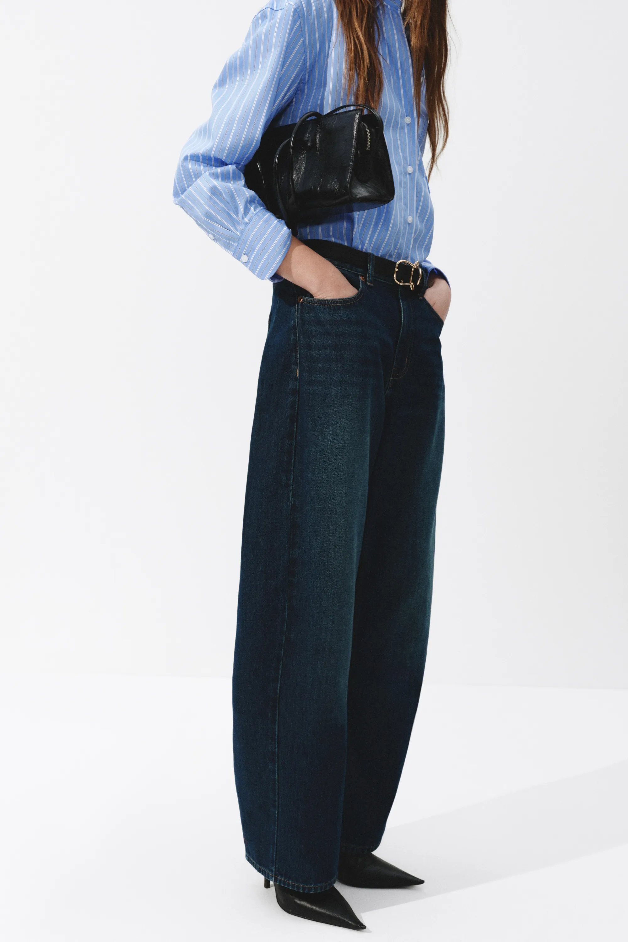 Barrel Regular Waist Jeans - Dark denim blue