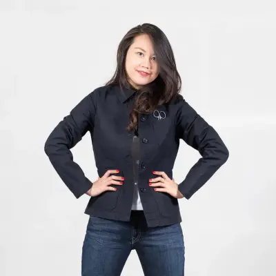 Veste de travail en croisé coton bio 1G/4F - Noir — photo 3