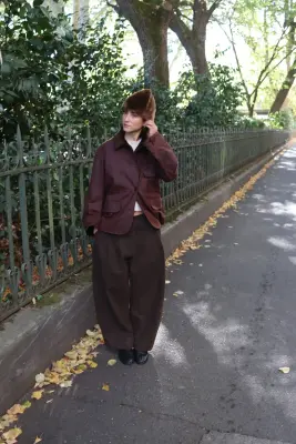 CAWLEY – BRITISH WAXED OILSKIN / 8-WALE CORD HUNTER JACKET – CHESTNUT/CHOCOLATE