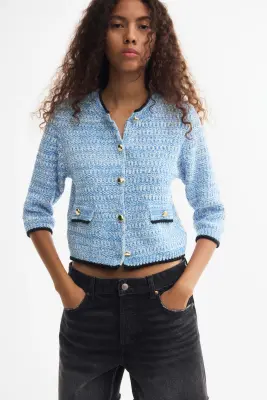 Gilet en maille texturée - Bleu — photo 2