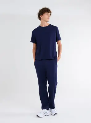 T-shirt Bleu Col Rond Manches Courtes en Coton Organique — photo 3