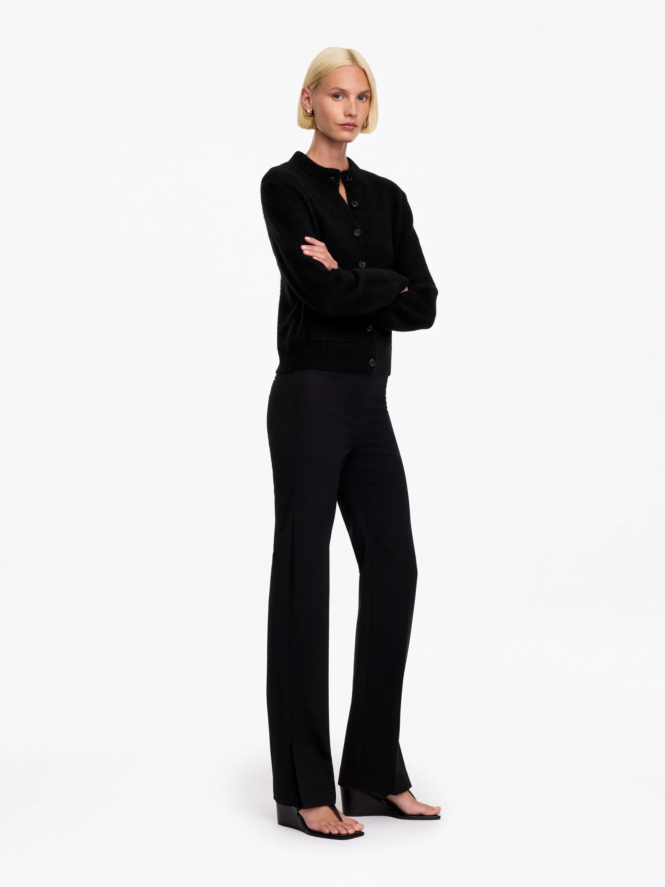 Cardigan en mélange de laine et d'alpaga - Noir