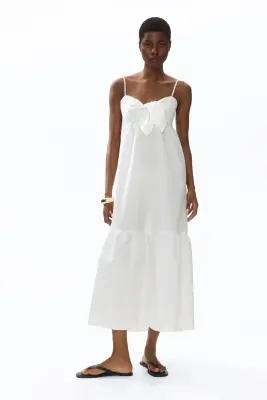 Robe à étages avec détail à nouer - Crème — photo 1