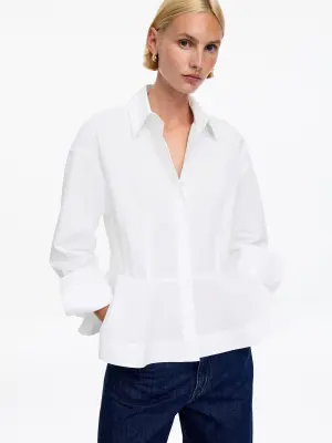 Chemise péplum en coton - Blanc — photo 2