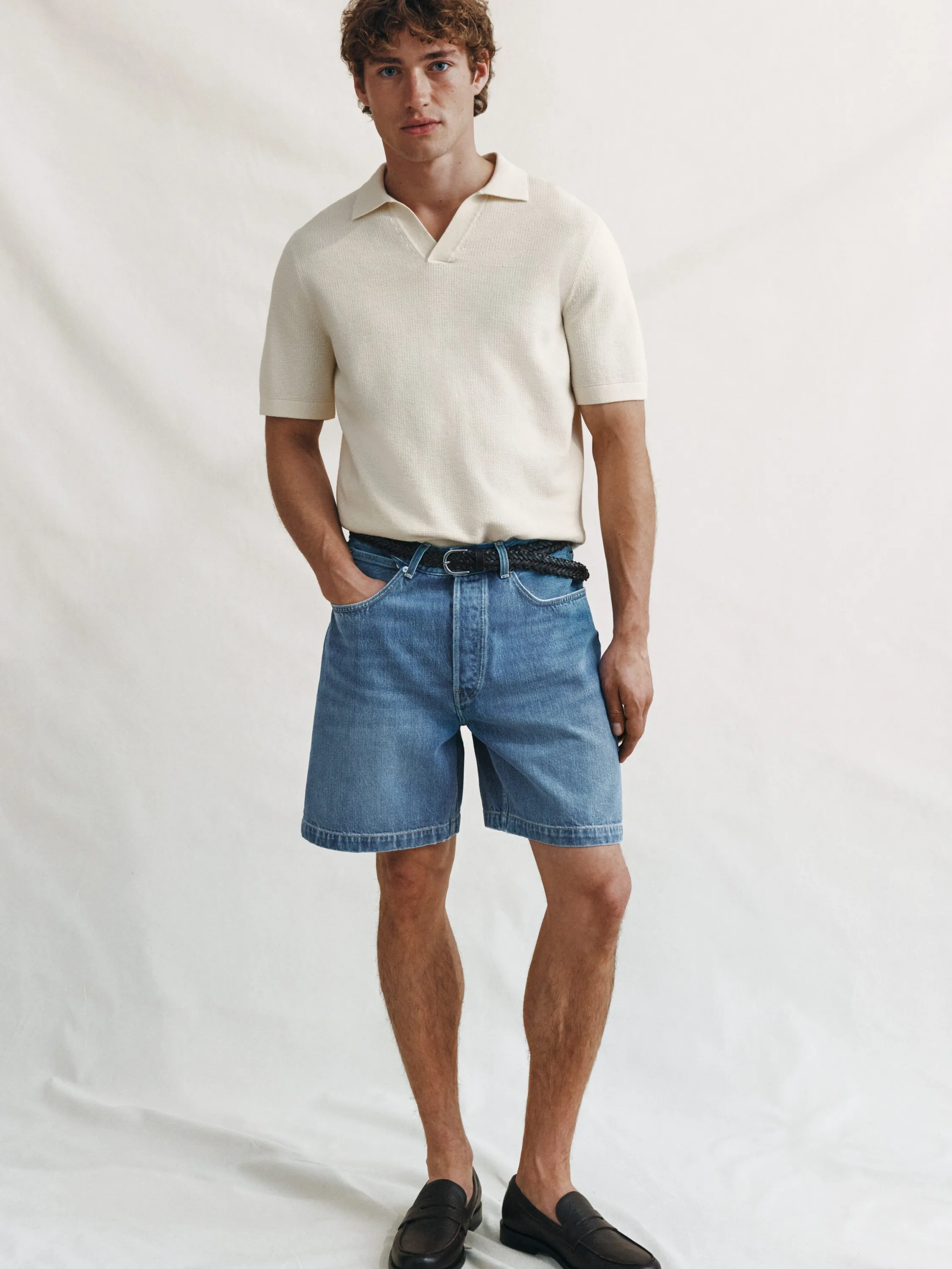 Polo texturé - Blanc cassé