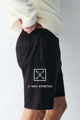 Short Easy-care Relaxed Fit en lin mélangé - Noir — photo 2