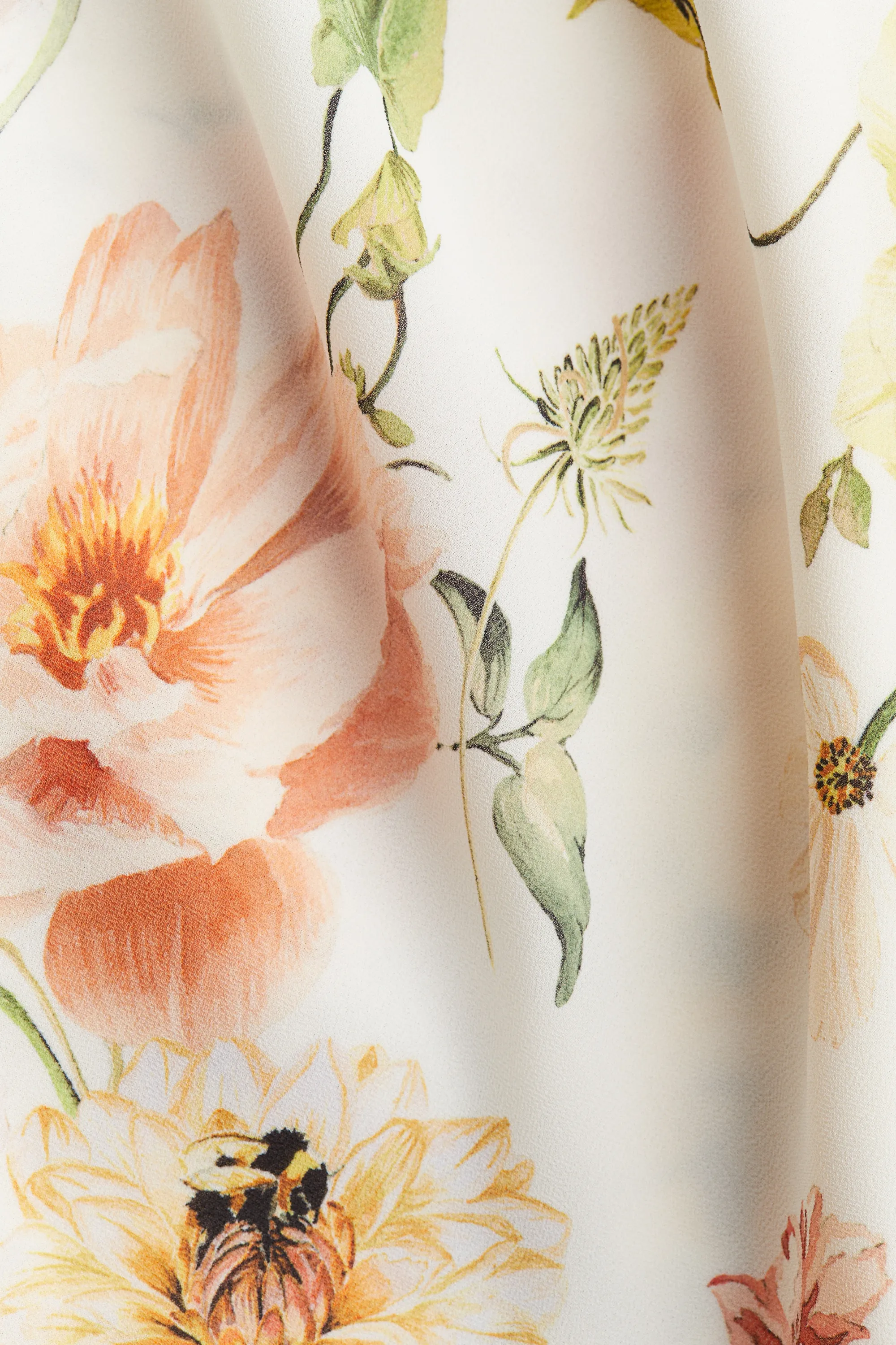 Robe à encolure bénitier - Crème/fleuri