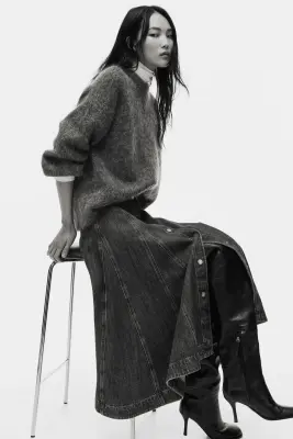 Jupe trapèze en denim - Bleu denim — photo 2