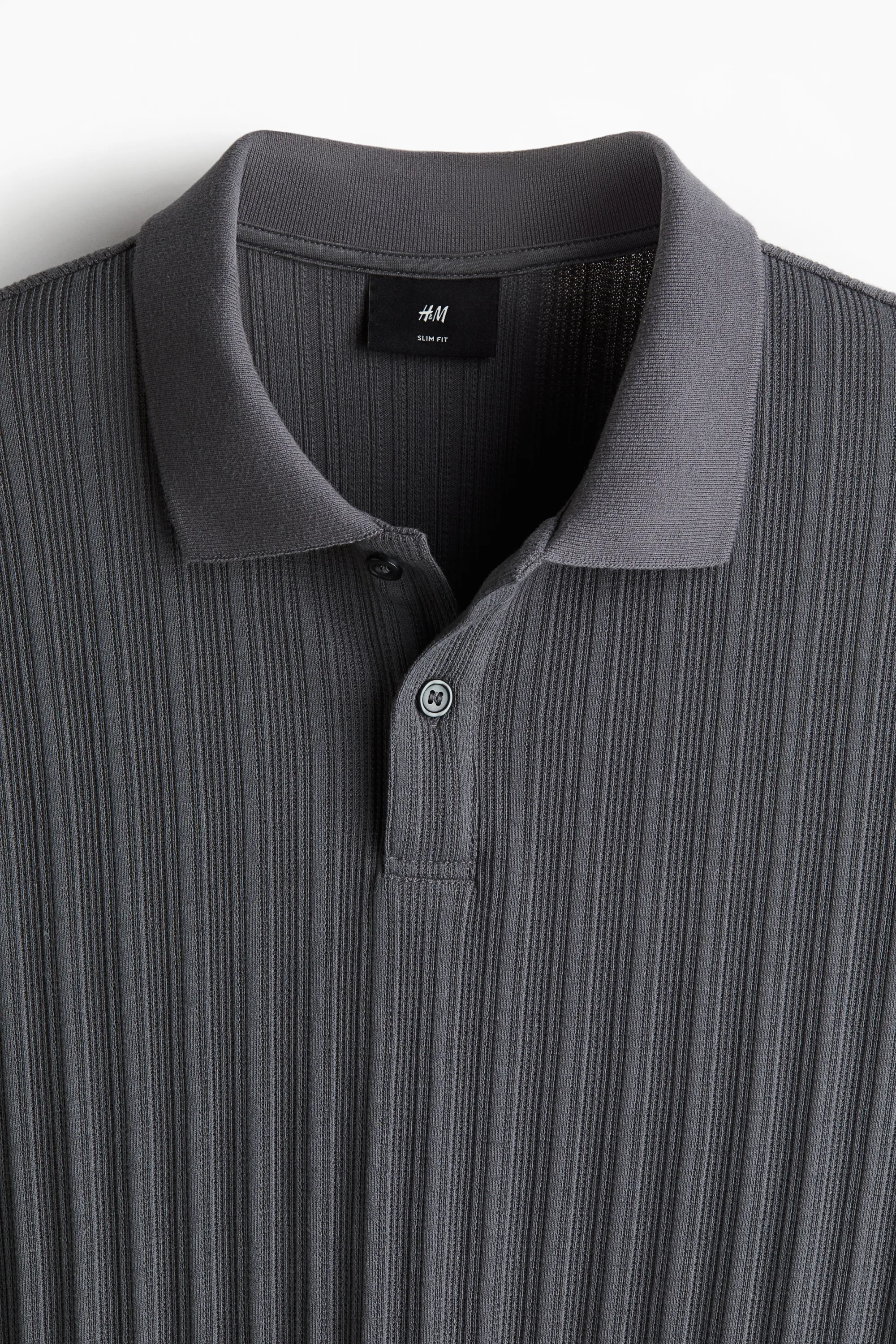 Polo Slim Fit en jersey texturé - Gris foncé