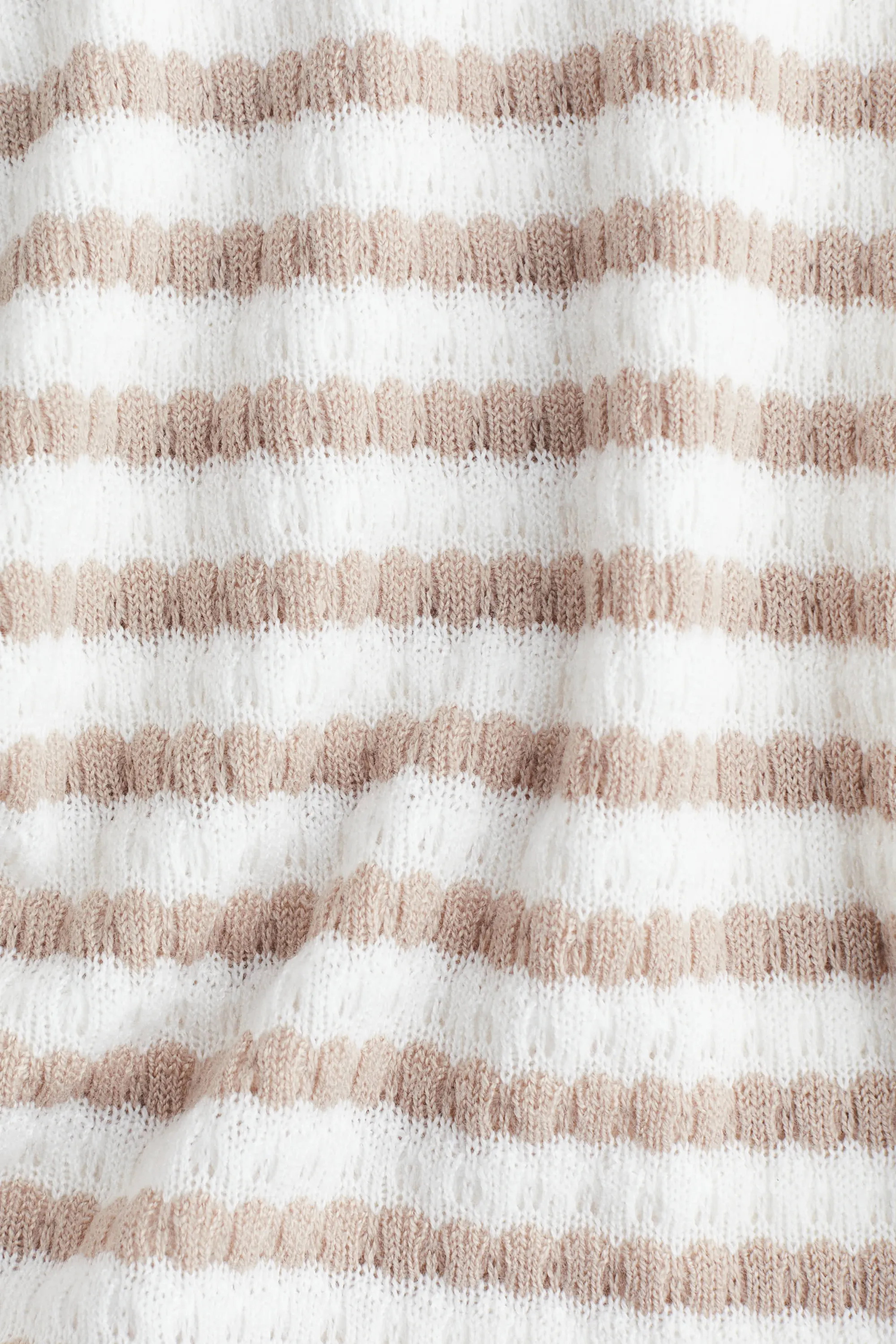 Robe sans manches en maille texturée - Beige/rayures blanches