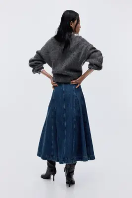 Jupe trapèze en denim - Bleu denim — photo 3