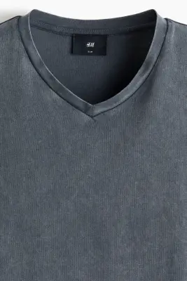 T-shirt Slim Fit en coton - Gris foncé — photo 4