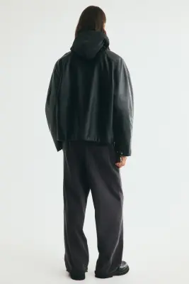 Pantalon Relaxed Fit en molleton de coton - Noir délavé — photo 2