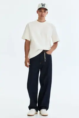 T-shirt Loose Fit en interlock - Crème — photo 1