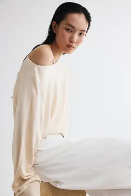 Pull épaules nues - Beige clair — photo 3