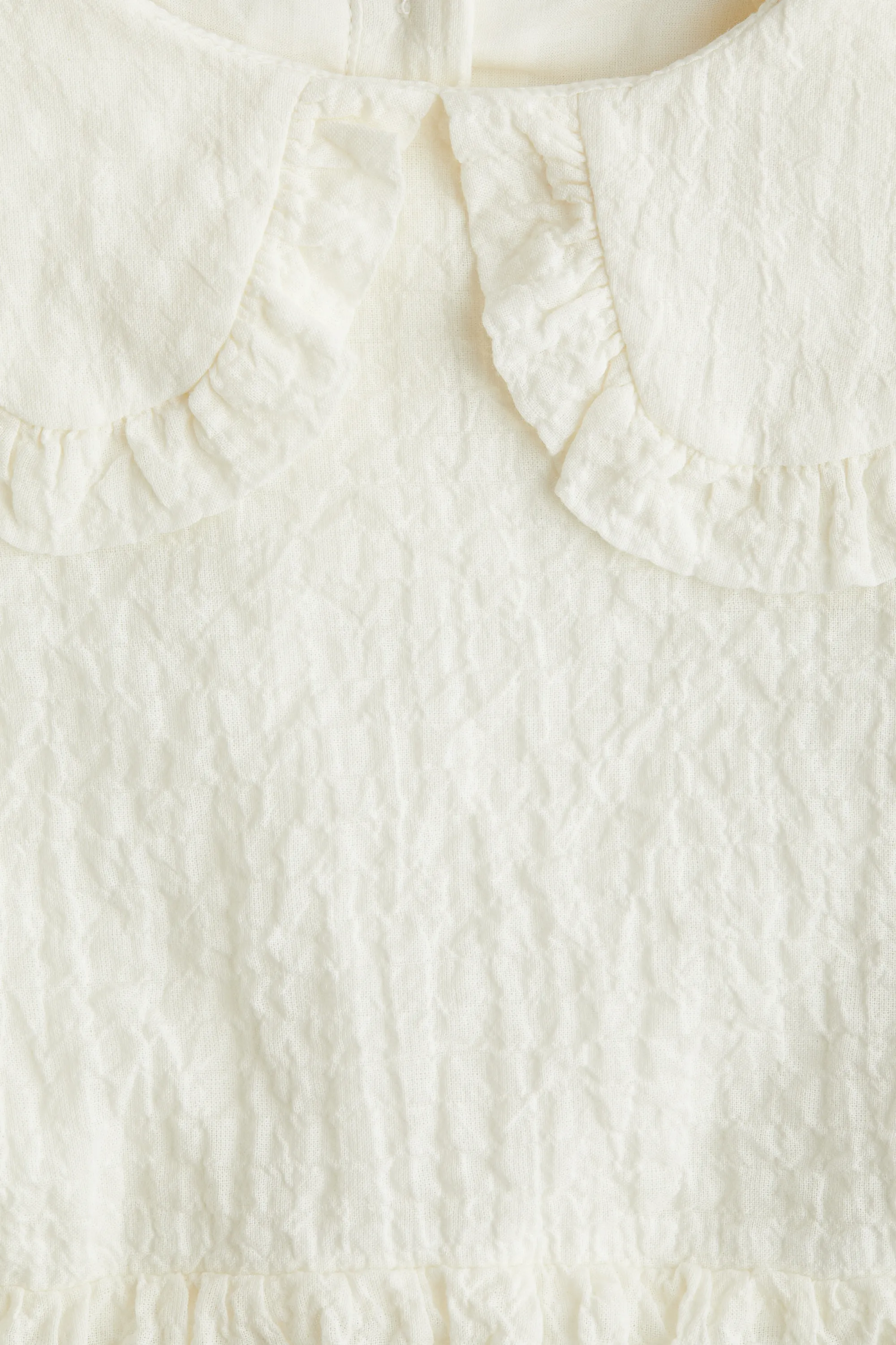Blouse à manches bouffantes en seersucker - Crème