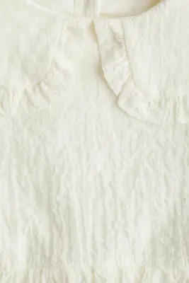 Blouse à manches bouffantes en seersucker - Crème — photo 1
