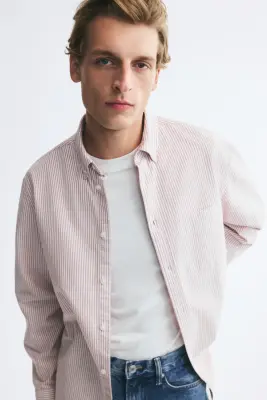 Chemise Oxford Regular Fit - Rouge/rayé — photo 1