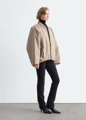 Veste style bomber oversize en laine - Beige — photo 5