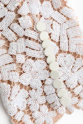 Robe à sequins avec épaulettes - Blanc — photo 5