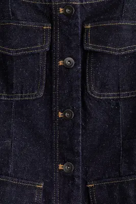 Top à boutons en denim - Bleu denim foncé — photo 4