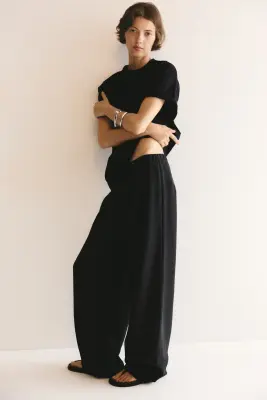 Pantalon barrel avec plis - Noir — photo 3