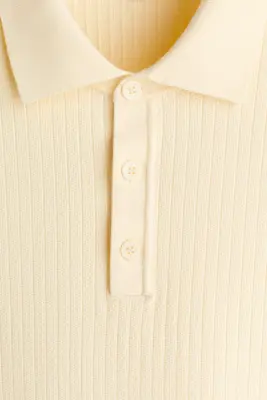 Polo Regular Fit en maille texturée - Jaune clair — photo 5
