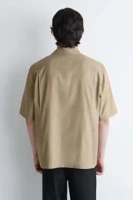 CHEMISE WORKWEAR EN COTON TEXTURÉ - SABLE — photo 4
