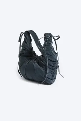 Sac bandoulière froncé - Bleu foncé — photo 1