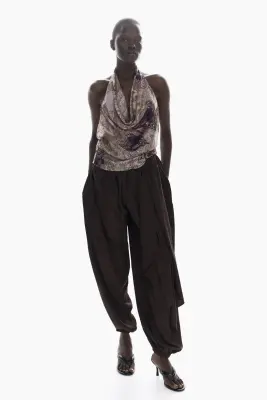 Top dos nu à effet drapé - Violet clair/motif cachemire — photo 2